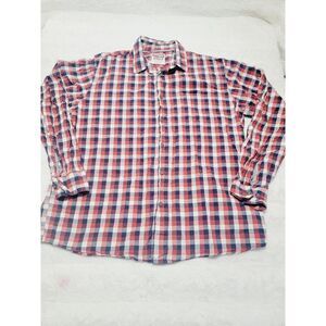Wrangler Jeans Co Premium Mens XL Button Up Shirt Red white and blue Plaid